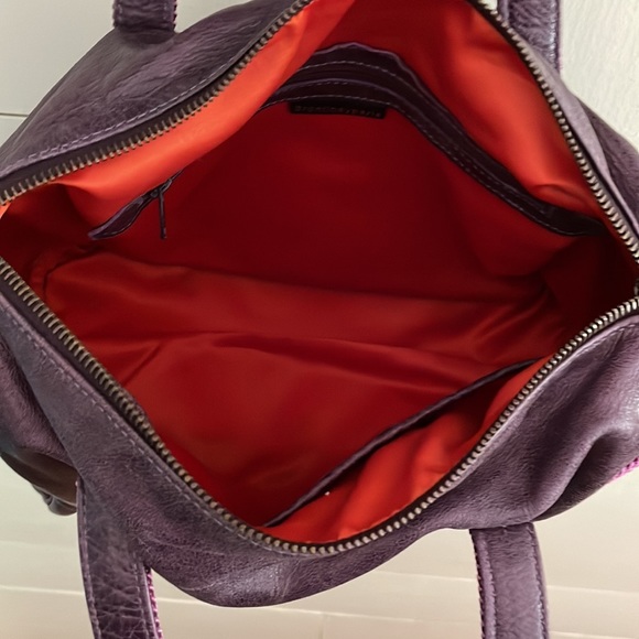 Brontibay Paris Purple Leather and Gold Bowling Handbag - Picture 9 of 13